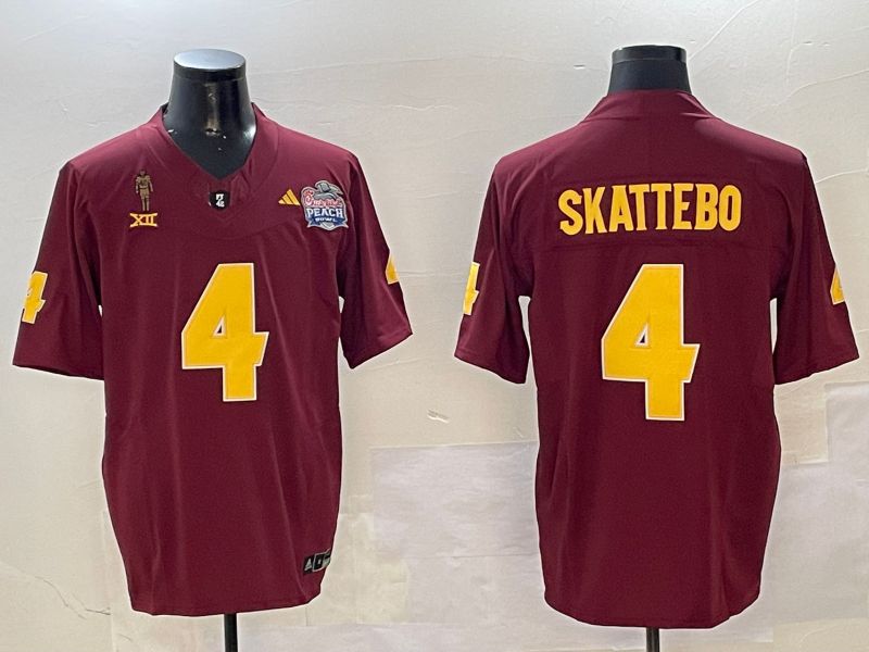 Men Arizona State Sun Devils #4 Skattebo Red Thanksgiving three generations 2024 Nike Limited NCAA Jersey style 2